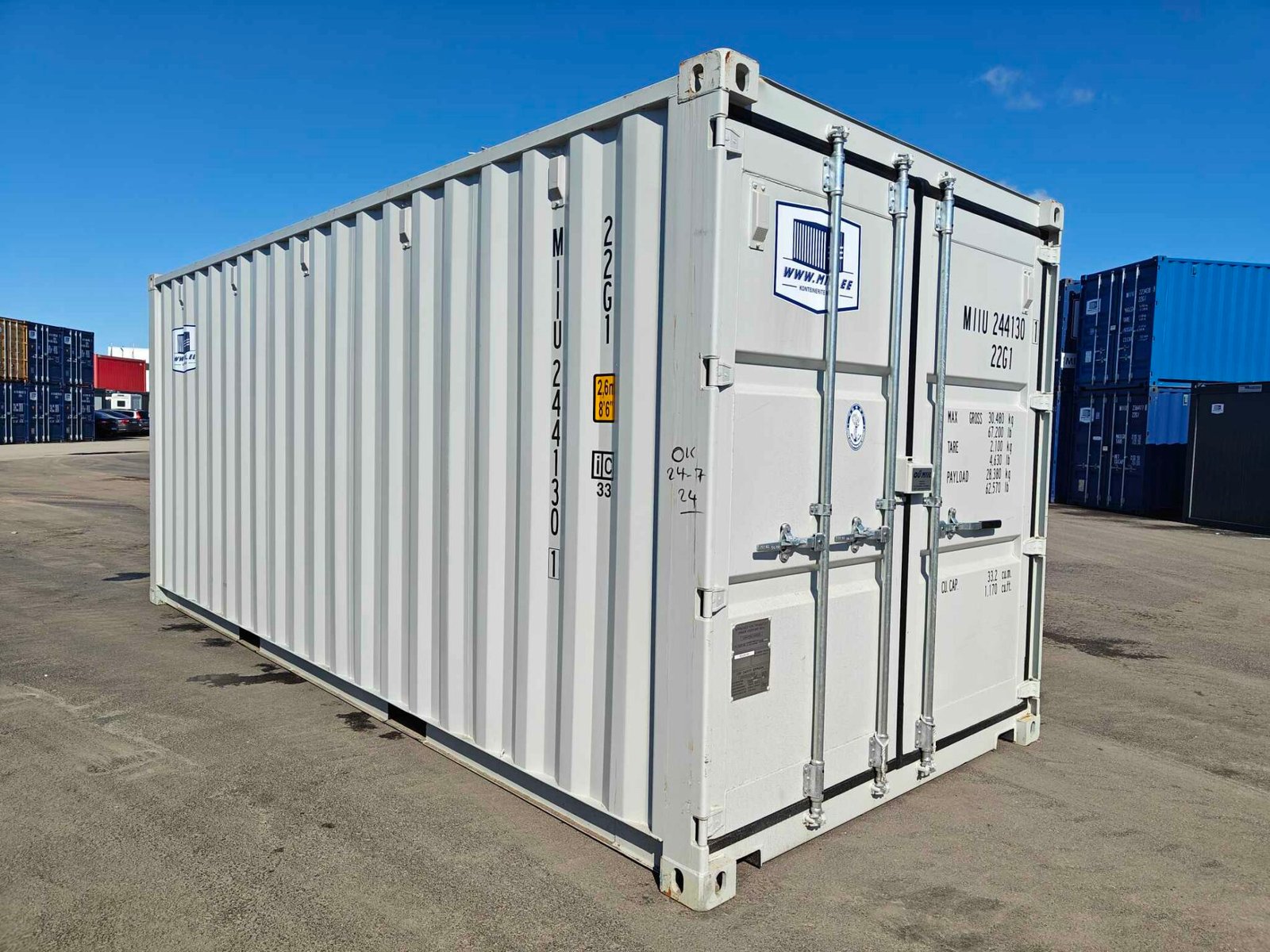 Contenedor de envío blanco de 20 pies usado – Image 3
