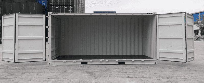 Nuevo contenedor de envío gris de 20 pies con lados abiertos. – Image 3