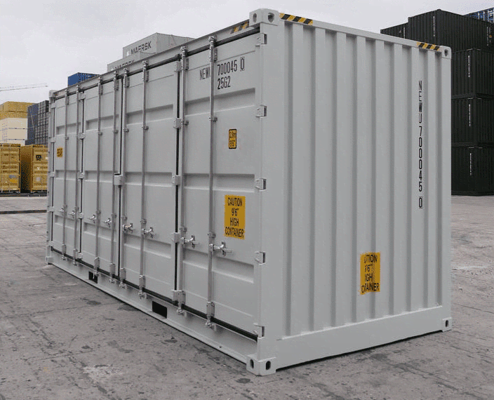 Nuevo contenedor de envío gris de 20 pies con lados abiertos. – Image 6