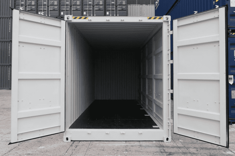 Nuevo contenedor de envío gris de 20 pies con lados abiertos. – Image 7