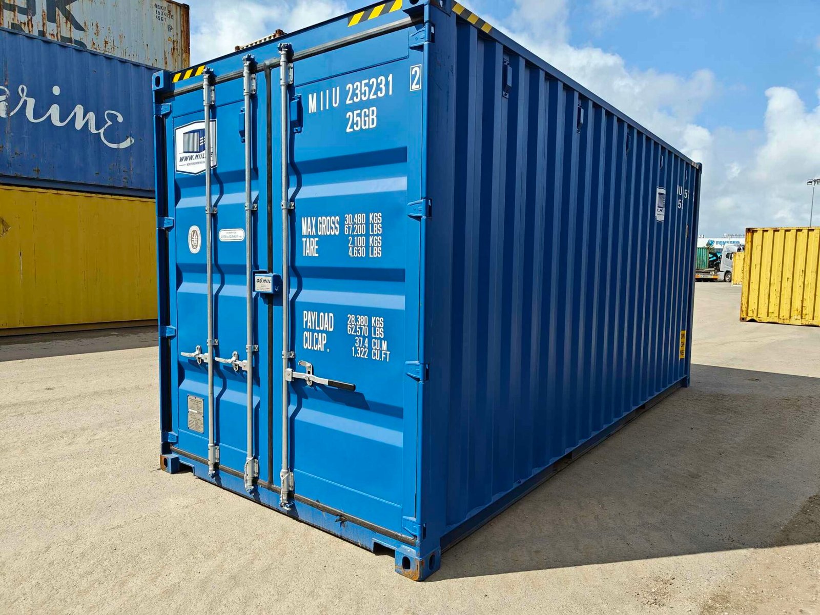 Contenedor de envío azul de 20 pies usado – Image 2